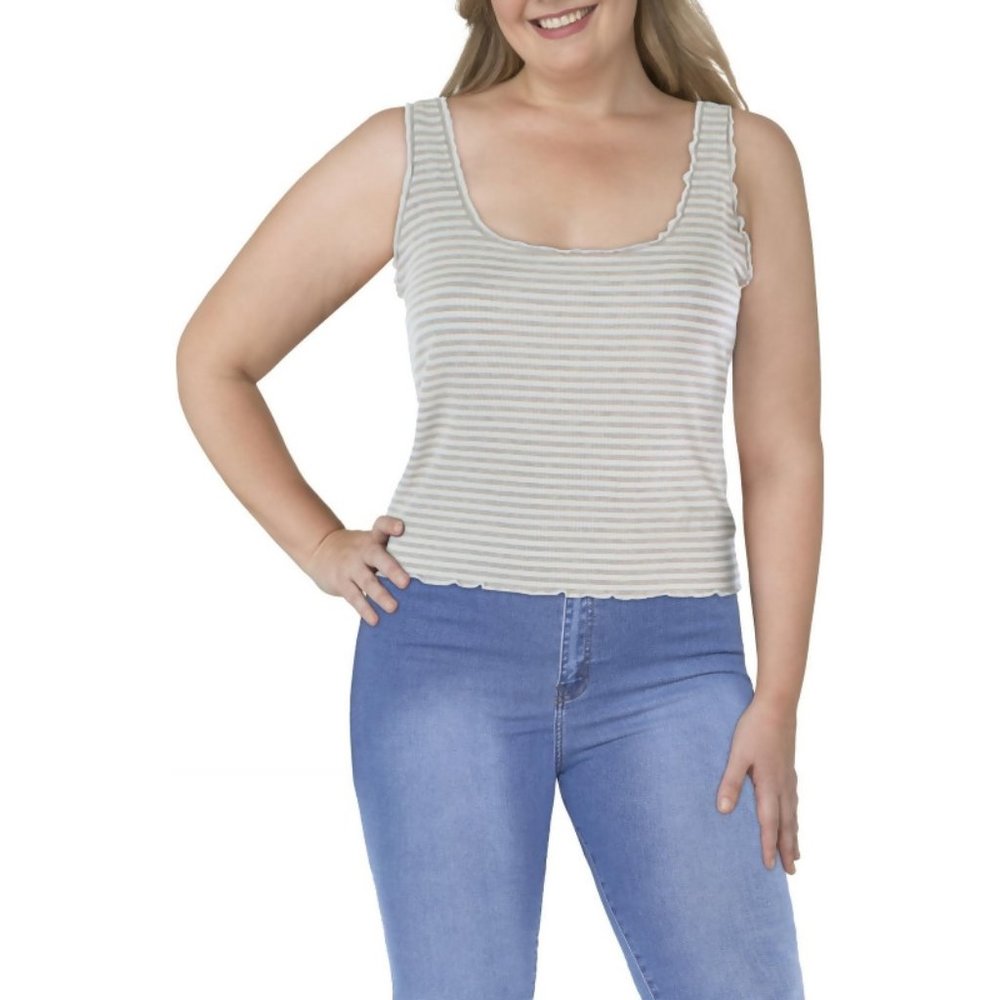 BB Dakota by Steve Madden Womens Striped Ribbed Tank Top Plus Size 1X